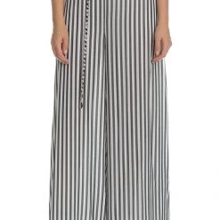 Γυναικεία ψηλόμεση παντελόνα CHERYL GUESS ριγέ ασπρόμαυρη