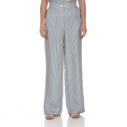 Γυναικεία παντελόνα JUICY COUTURE TWILL TICKING ριγέ μπλε κίτρινο