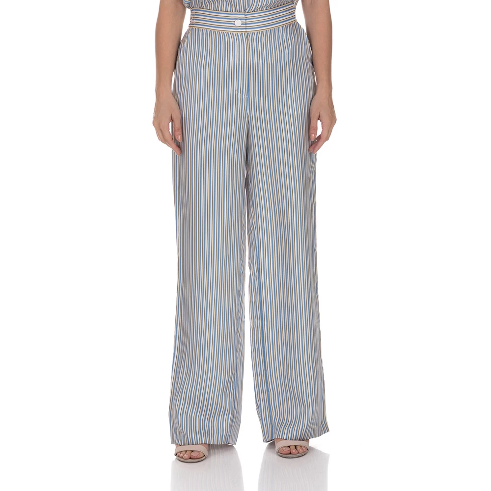 Γυναικεία παντελόνα JUICY COUTURE TWILL TICKING ριγέ μπλε κίτρινο 1 Γυναικεία παντελόνα JUICY COUTURE TWILL TICKING ριγέ μπλε κίτρινο