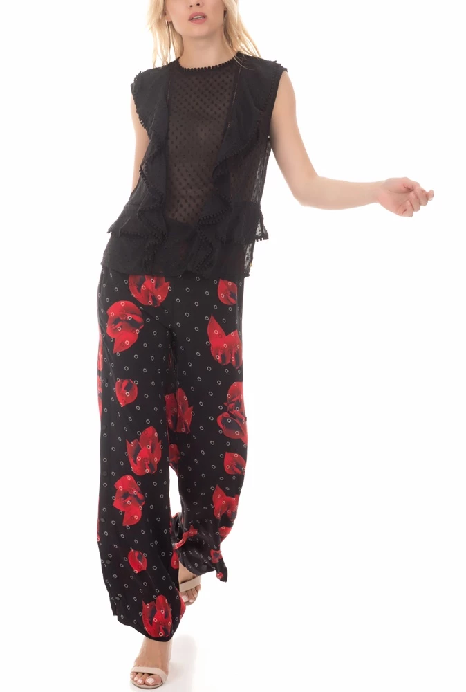 Γυναικεία παντελόνα KARL LAGERFELD Flower μαύρη 5 Γυναικεία παντελόνα KARL LAGERFELD Flower μαύρη - Image 5