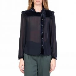 Γυναικείο μακρυμάνικο πουκάμισο HIRBESSILVIAN HEACH μπλε