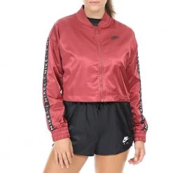 Γυναικείο μπουφάν NIKE NSW AIR TRK JKT SATIN κόκκινο