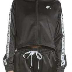 Γυναικείο σατέν τζάκετ φόρμας NIKE μαύρο