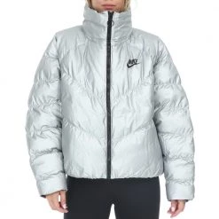 Γυναικείο μπουφάν NIKE NSW SYN FILL JKT STMT SHINE ασημί