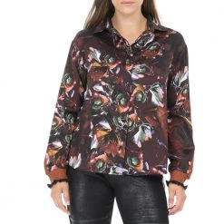 Γυναικείο μακρυμάνικο πουκάμισο NU καφέ