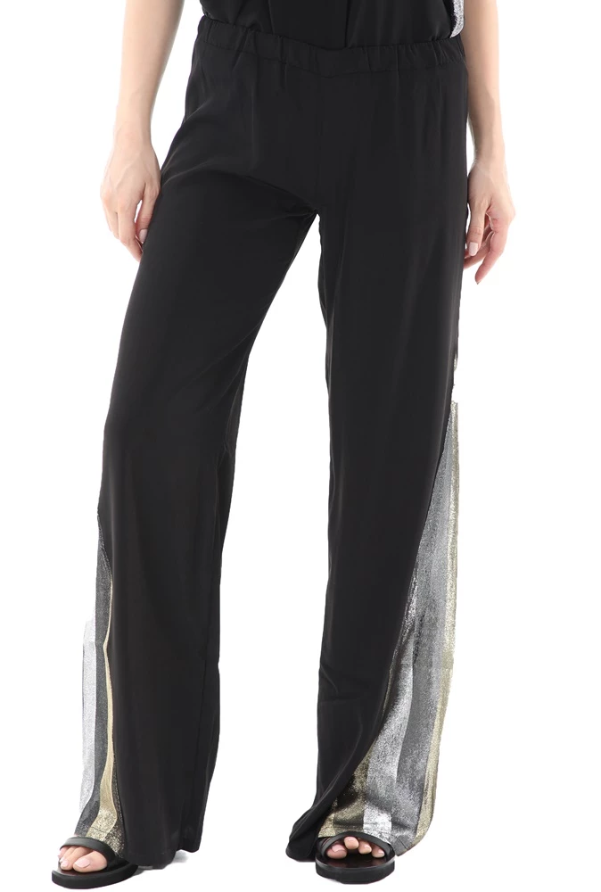 Γυναικεία παντελόνα GLAMAZONS ITHAKI μαύρη χρυσή 1 Γυναικεία παντελόνα GLAMAZONS ITHAKI μαύρη χρυσή