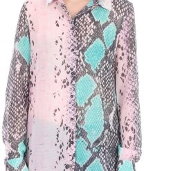 Γυναικείο πουκάμισο GUESS CLOUIS ροζ μπλε