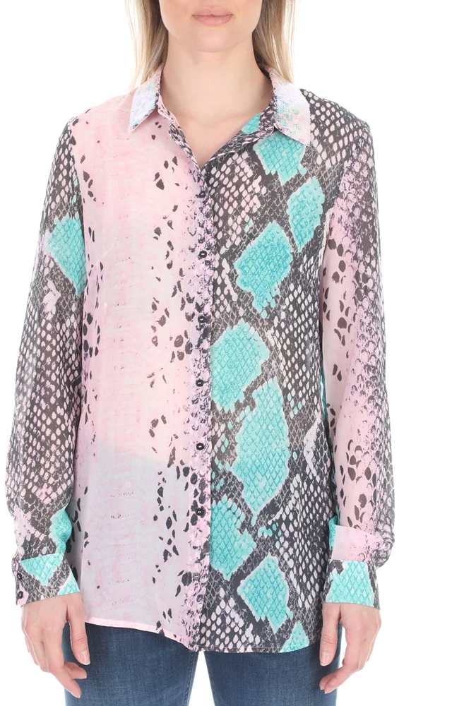 Γυναικείο πουκάμισο GUESS CLOUIS ροζ μπλε 1 Γυναικείο πουκάμισο GUESS CLOUIS ροζ μπλε