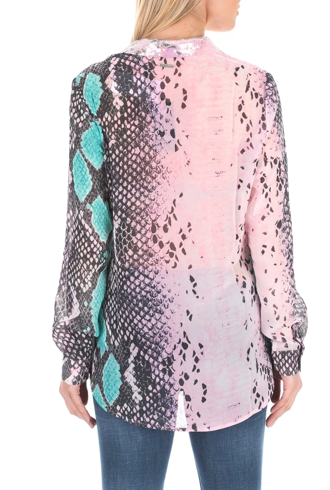 Γυναικείο πουκάμισο GUESS CLOUIS ροζ μπλε 3 Γυναικείο πουκάμισο GUESS CLOUIS ροζ μπλε - Image 3