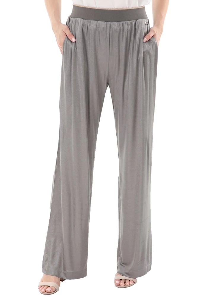 Γυναικεία παντελόνα NENETTE EFISIO PALAZZO γκρι ασημί 1 Γυναικεία παντελόνα NENETTE EFISIO PALAZZO γκρι ασημί