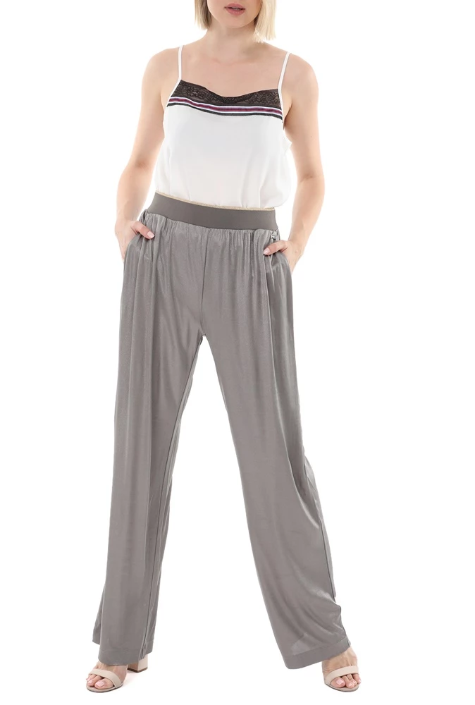 Γυναικεία παντελόνα NENETTE EFISIO PALAZZO γκρι ασημί 5 Γυναικεία παντελόνα NENETTE EFISIO PALAZZO γκρι ασημί - Image 5