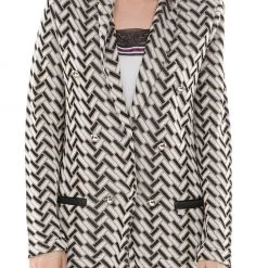 Γυναικείο σακάκι NENETTE LINUS GIACCA MAGLIA MICRO JACQUARD λευκό μαύρο
