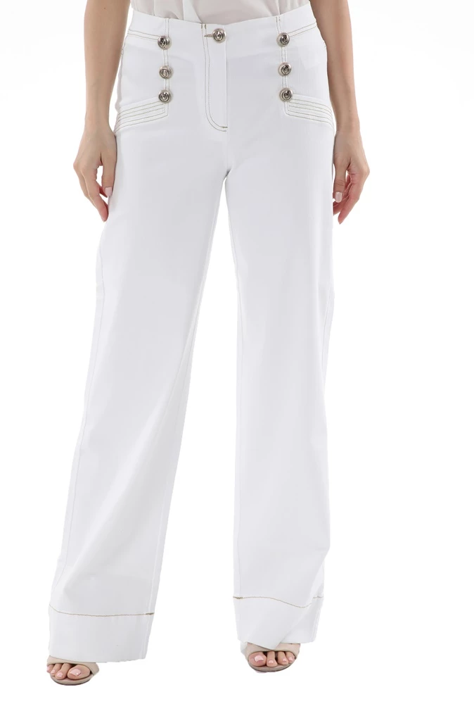 Γυναικεία παντελόνα NENETTE J-SINATRA PANT PALAZZO TINTO CAPO λευκή 1 Γυναικεία παντελόνα NENETTE J-SINATRA PANT PALAZZO TINTO CAPO λευκή