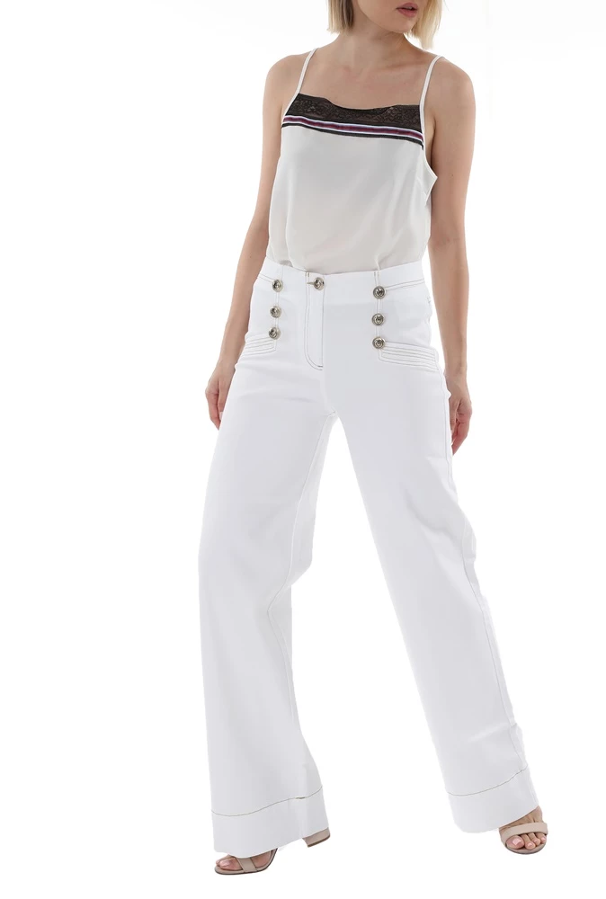 Γυναικεία παντελόνα NENETTE J-SINATRA PANT PALAZZO TINTO CAPO λευκή 5 Γυναικεία παντελόνα NENETTE J-SINATRA PANT PALAZZO TINTO CAPO λευκή - Image 5
