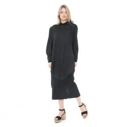 Γυναικεία μακριά πουκαμίσα NU μαύρη -DealsΠαντελόνια Store 1789043.0 0071 4 nu γυναικεία μακριά πουκαμίσα nu μαύρη x1000