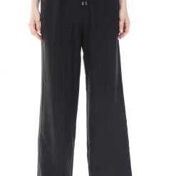 Γυναικεία παντελόνα GUESS CLARA PANTS - ECO BACK SATIN μαύρη