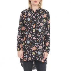 Γυναικεία πουκαμίσα GARCIA JEANS μαύρη με λουλούδια