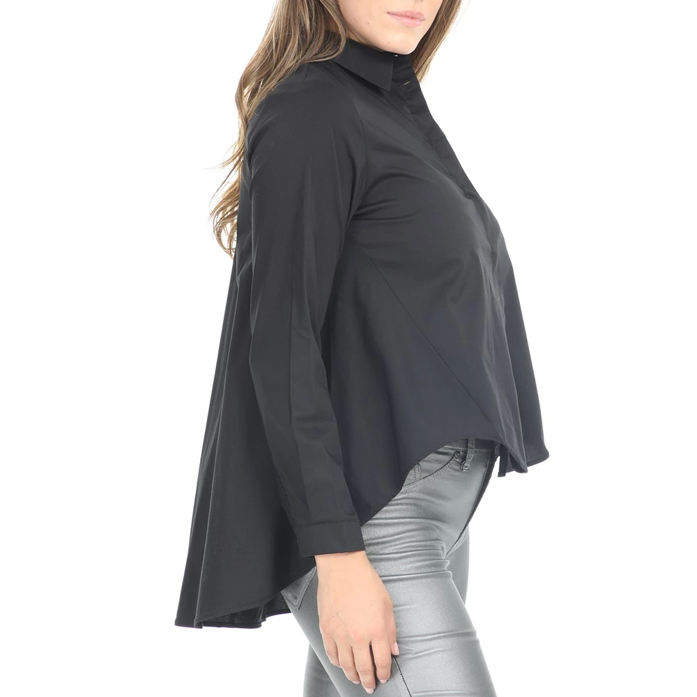 Γυναικείο ασύμμετρο πουκάμισο IMPERIAL μαύρο 2 Γυναικείο ασύμμετρο πουκάμισο IMPERIAL μαύρο - Image 2