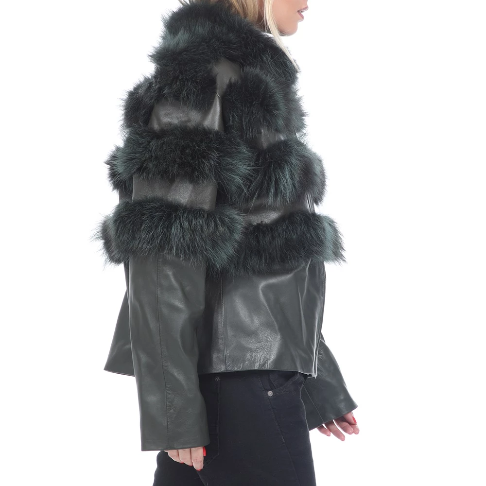 Γυναικείο δερμάτινο Jacket RITSELFURS FOX πράσινο 2 Γυναικείο δερμάτινο Jacket RITSELFURS FOX πράσινο - Image 2