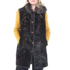 Γυναικείο μακρύ γιλέκο RITSELFURS μαύρο