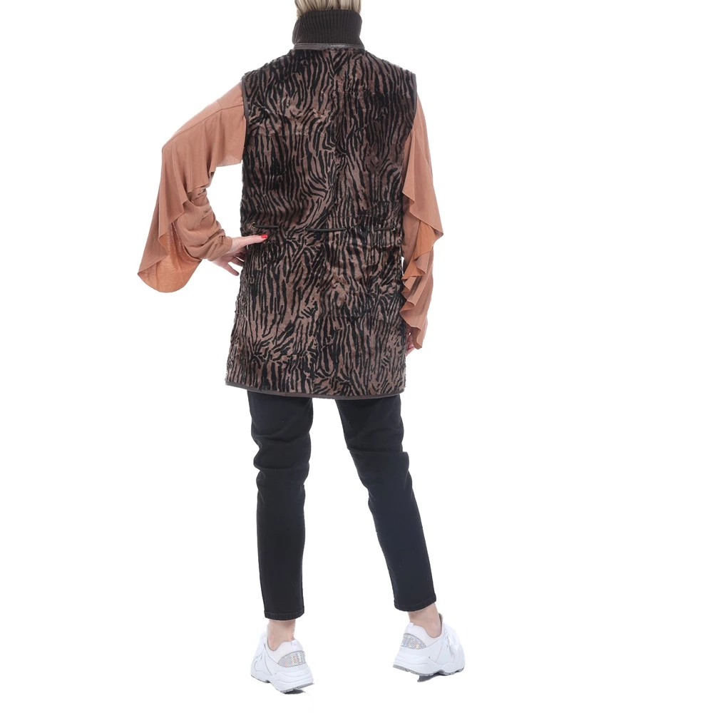 Γυναικείο μακρύ δερμάτινο γιλέκο RITSELFURS MOUTON καφέ 3 Γυναικείο μακρύ δερμάτινο γιλέκο RITSELFURS MOUTON καφέ - Image 3