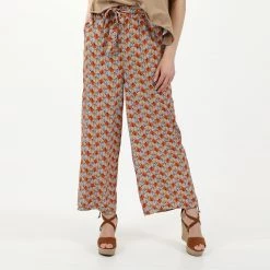 Γυναικεία παντελόνα ATTRATTIVO εμπριμέ πορτοκαλί μπλε