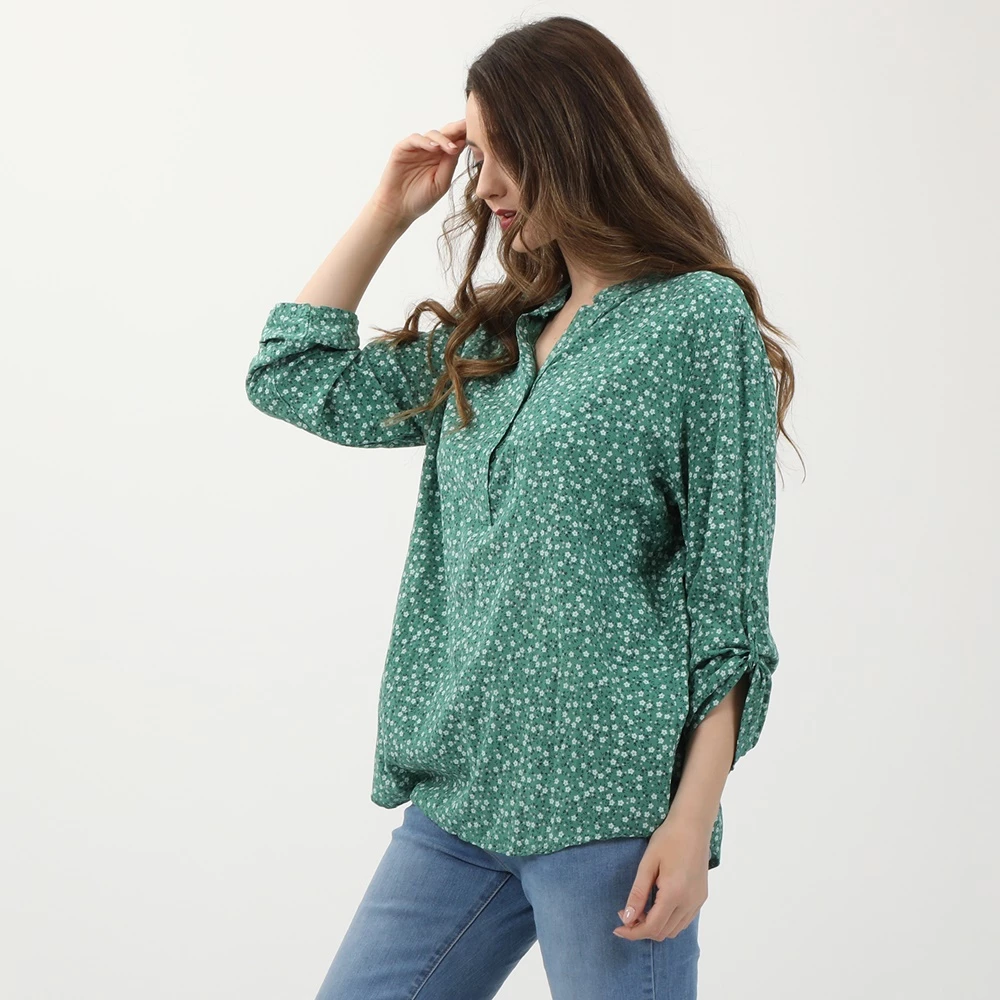 Γυναικεία τουνίκ ATTRATTIVO Floral πράσινη εκρού 2 Γυναικεία τουνίκ ATTRATTIVO Floral πράσινη εκρού - Image 2