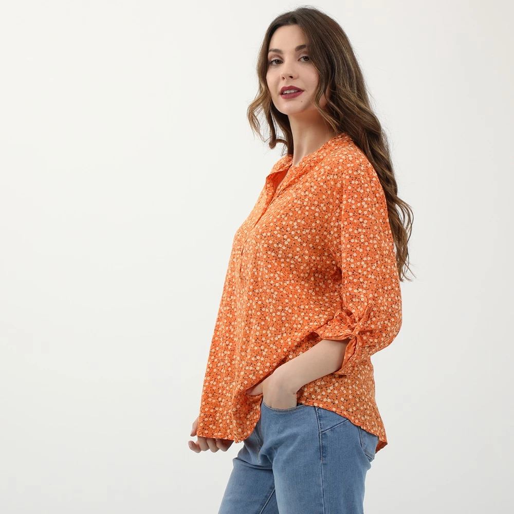 Γυναικεία τουνίκ ATTRATTIVO Floral πορτοκαλί εκρού 2 Γυναικεία τουνίκ ATTRATTIVO Floral πορτοκαλί εκρού - Image 2