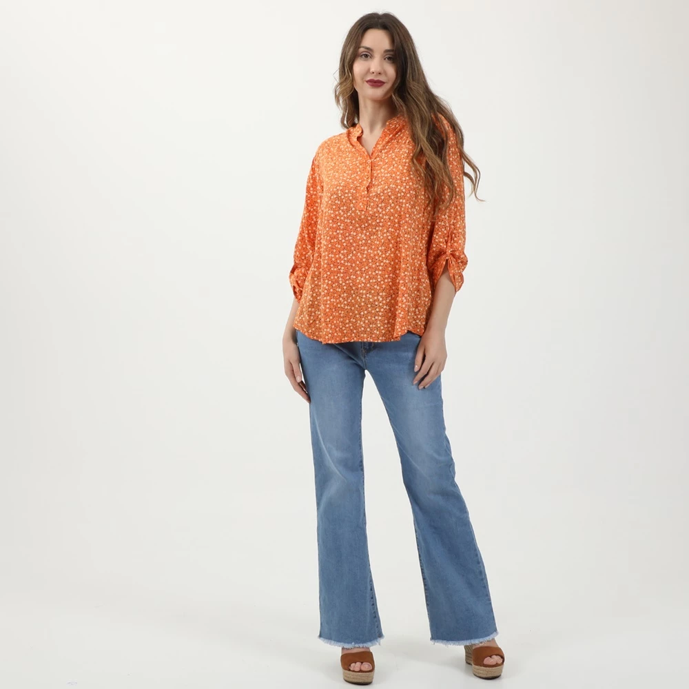 Γυναικεία τουνίκ ATTRATTIVO Floral πορτοκαλί εκρού 4 Γυναικεία τουνίκ ATTRATTIVO Floral πορτοκαλί εκρού - Image 4