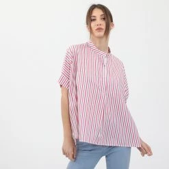 Γυναικείο πουκάμισο ATTRATTIVO ροζ λευκό