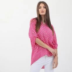 Γυναικεία τουνίκ ATTRATTIVO φούξια λευκή πουά