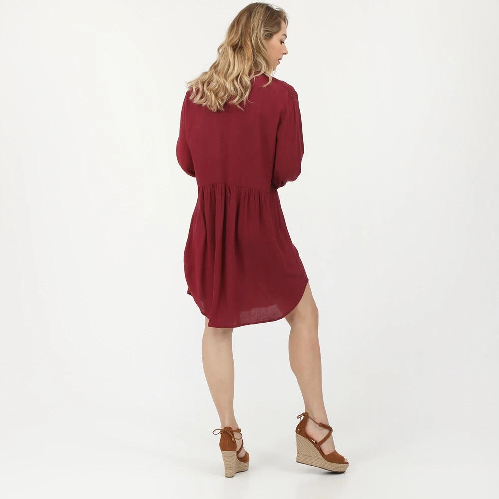 Γυναικείο φόρεμα πουκαμίσα ATTRATTIVO μπορντό 3 Γυναικείο φόρεμα πουκαμίσα ATTRATTIVO μπορντό - Image 3