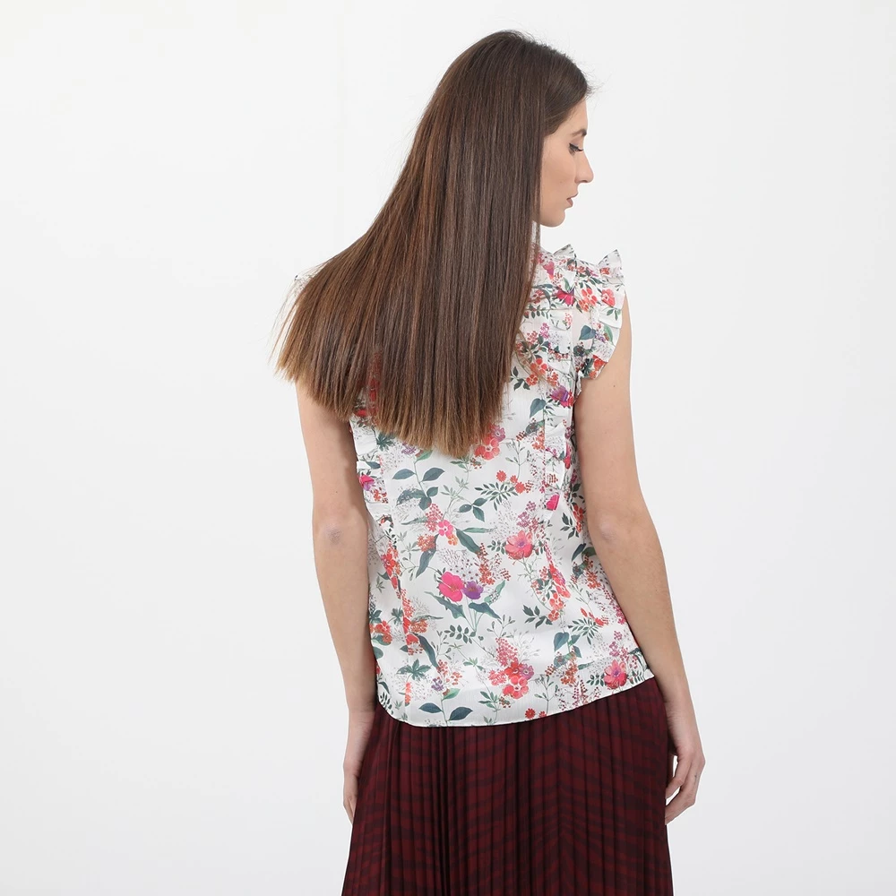 Γυναικείο αμάνικο πουκάμισο TED BAKER PLEATED RUFFLE λευκό Floral 3 Γυναικείο αμάνικο πουκάμισο TED BAKER PLEATED RUFFLE λευκό Floral - Image 3