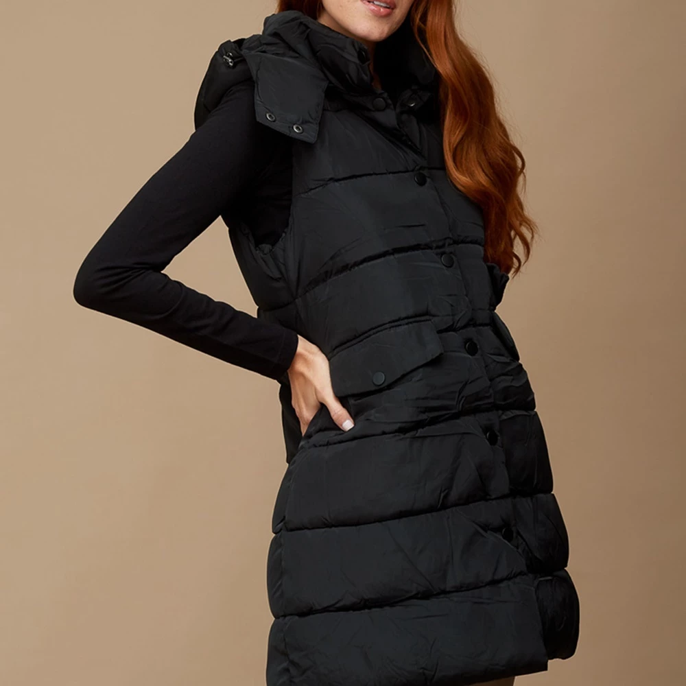 Γυναικείο μακρύ αμάνικο μπουφάν EDWARD JEANS INDIANA LONG VEST μαύρο 2 Γυναικείο μακρύ αμάνικο μπουφάν EDWARD JEANS INDIANA LONG VEST μαύρο - Image 2