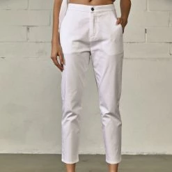 Γυναικείο ψηλόμεσο Cropped παντελόνι EDWARD JEANS LAQUETA-S21 λευκό