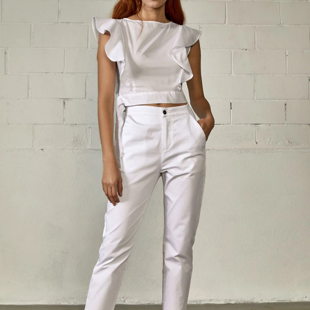 Γυναικείο ψηλόμεσο Cropped παντελόνι EDWARD JEANS LAQUETA-S21 λευκό 3 Γυναικείο ψηλόμεσο Cropped παντελόνι EDWARD JEANS LAQUETA-S21 λευκό - Image 3