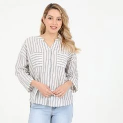 ATTRATTIVO Γυναικείο πουκάμισο ATTRATTIVΟ εκρού ριγέ γκρι -DealsΠαντελόνια Store 1840807.0 00g6 3 attrattivo γυναικείο πουκάμισο attrattivο εκρού ριγέ γκρι x1000