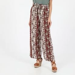 Γυναικεία παντελόνα ATTRATTIVO μπορντό εκρού