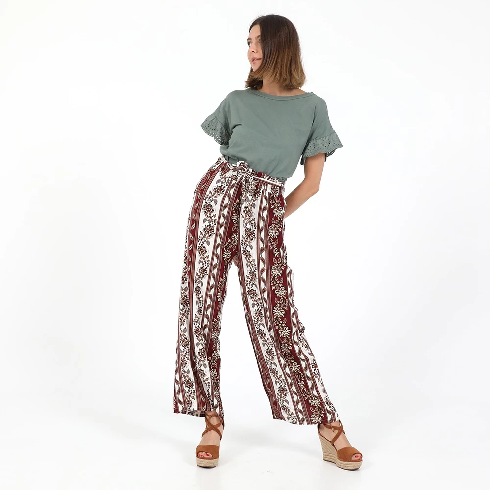 Γυναικεία παντελόνα ATTRATTIVO μπορντό εκρού 4 Γυναικεία παντελόνα ATTRATTIVO μπορντό εκρού - Image 4