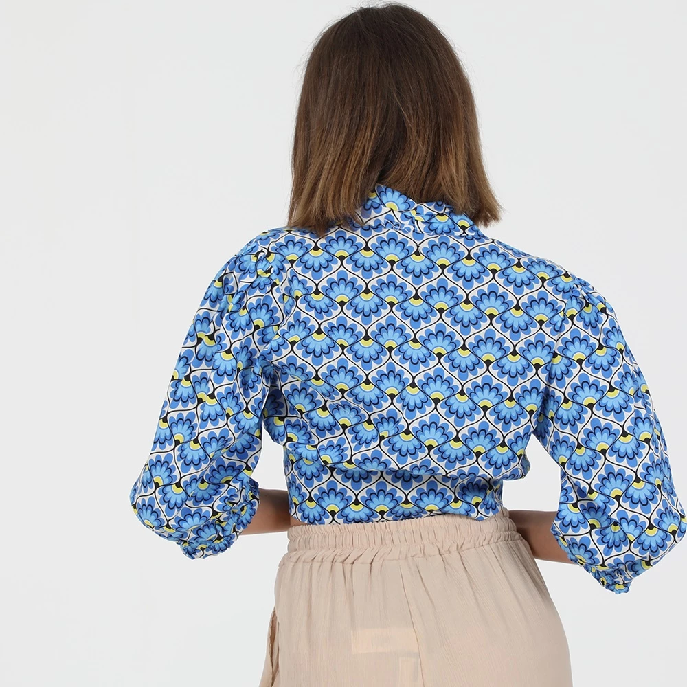 Γυναικείο πουκάμισο μπολερό ATTRATTIVO μπλε κίτρινο 3 Γυναικείο πουκάμισο μπολερό ATTRATTIVO μπλε κίτρινο - Image 3