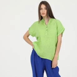 Γυναικείο λινό πουκάμισο ATTRATTIVO πράσινο