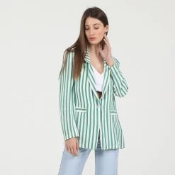 Γυναικείο σακάκι ATTRATTIVO πράσινο λευκό