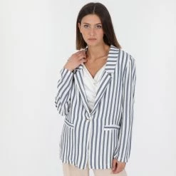 Γυναικείο σακάκι ATTRATTIVO λευκό μπλε