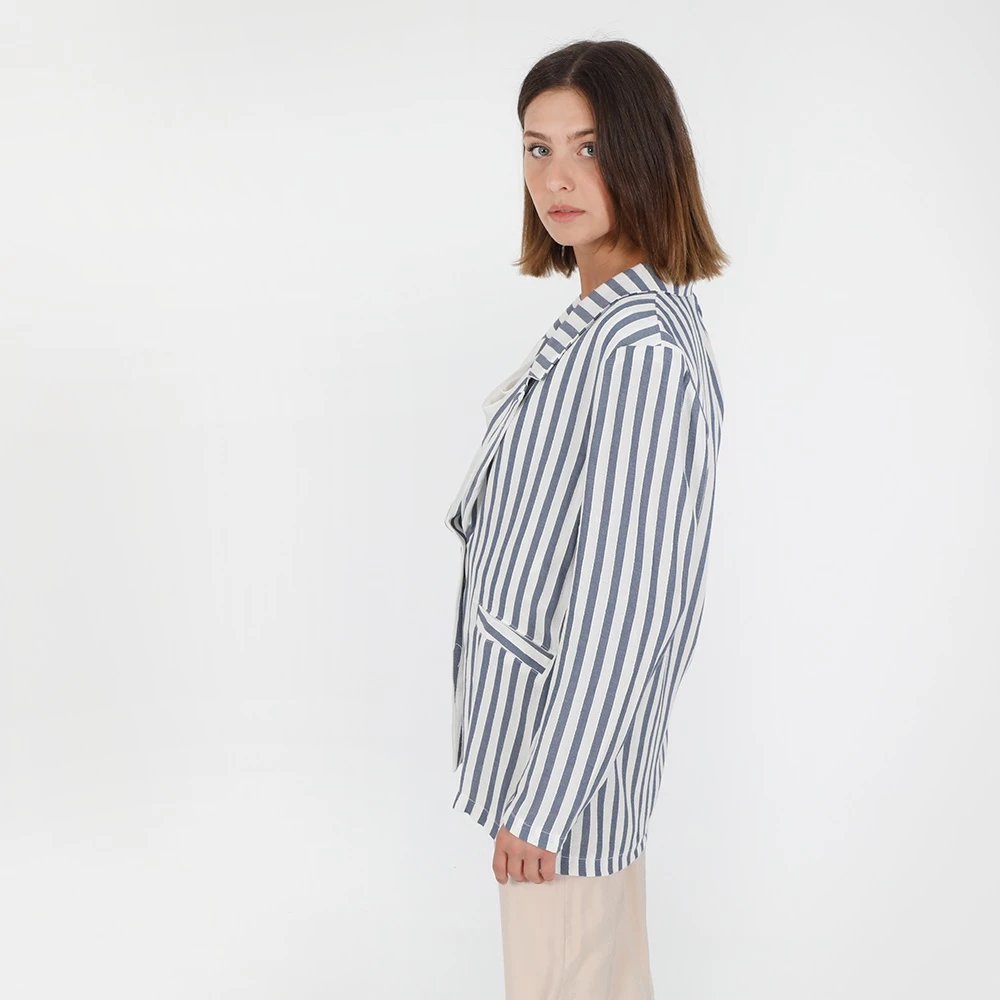 Γυναικείο σακάκι ATTRATTIVO λευκό μπλε 2 Γυναικείο σακάκι ATTRATTIVO λευκό μπλε - Image 2