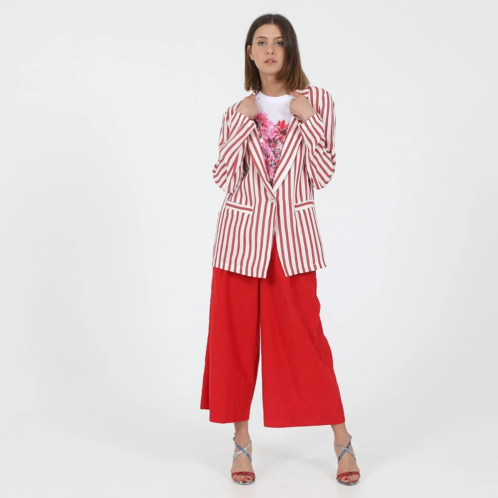 Γυναικείο σακάκι ATTRATTIVO κόκκινο λευκό 3 Γυναικείο σακάκι ATTRATTIVO κόκκινο λευκό - Image 3