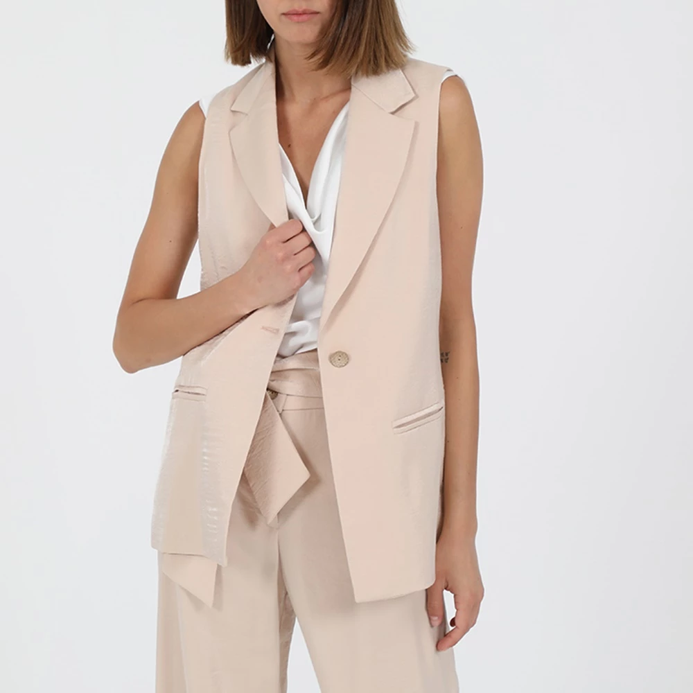 Γυναικείο αμάνικο σακάκι ATTRATTIVO μπεζ 4 Γυναικείο αμάνικο σακάκι ATTRATTIVO μπεζ - Image 4