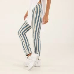 Γυναικείο παντελόνι STAFF JEANS 5-957.091.0.031 SNIZZY ριγέ λευκό μπλε