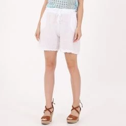 Γυναικείο λινό σορτς ATTRATTIVO λευκό