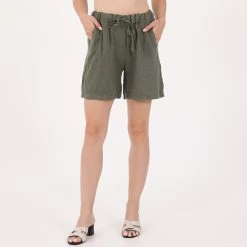 Γυναικείο λινό σορτς ATTRATTIVO χακί