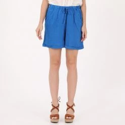 Γυναικείο λινό σορτς ATTRATTIVO μπλε